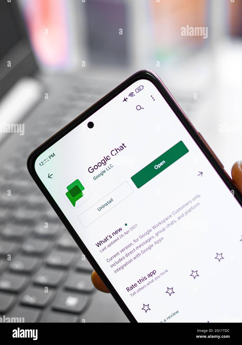 Assam, inde - 29 mai 2021 : logo Google Chat sur l'écran du téléphone image de stock. Banque D'Images