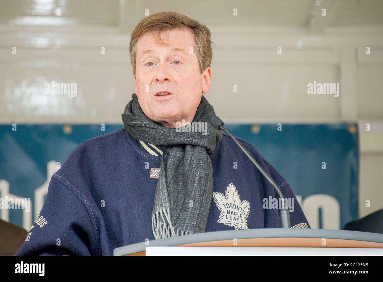 Le « Parti conservateur » du maire de Toronto, John Tory, à Nathan Phillips Square, le jour de l'an 2015, au Canada Banque D'Images