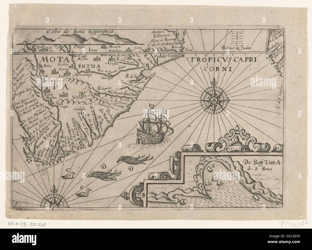 Cap de cartes bon espoir, 1595. Billet pour Cape of Good Hope. Au sommet du profil de la côte du Cap, au fond d'un pari avec la baie avec les quatre navires de l'expédition. Impression des plaques ouvrées pour les illustrations originales dans le travelogue du premier navire vaiert de Cornelis de Houtman aux Indes orientales en 1595-1597. Non 1. Banque D'Images Cap de cartes bon espoir, 1595. Billet pour Cape of Good Hope. Au sommet du profil de la côte du Cap, au fond d'un pari avec la baie avec les quatre navires de l'expédition. Impression des plaques ouvrées pour les illustrations originales dans le travelogue du premier navire vaiert de Cornelis de Houtman aux Indes orientales en 1595-1597. Non 1. Banque D'Images