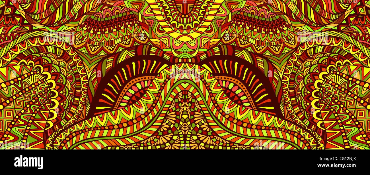 Ethnique coloré kaléidoscope psychédélique trippy chamanic fond. Illustration de Vecteur