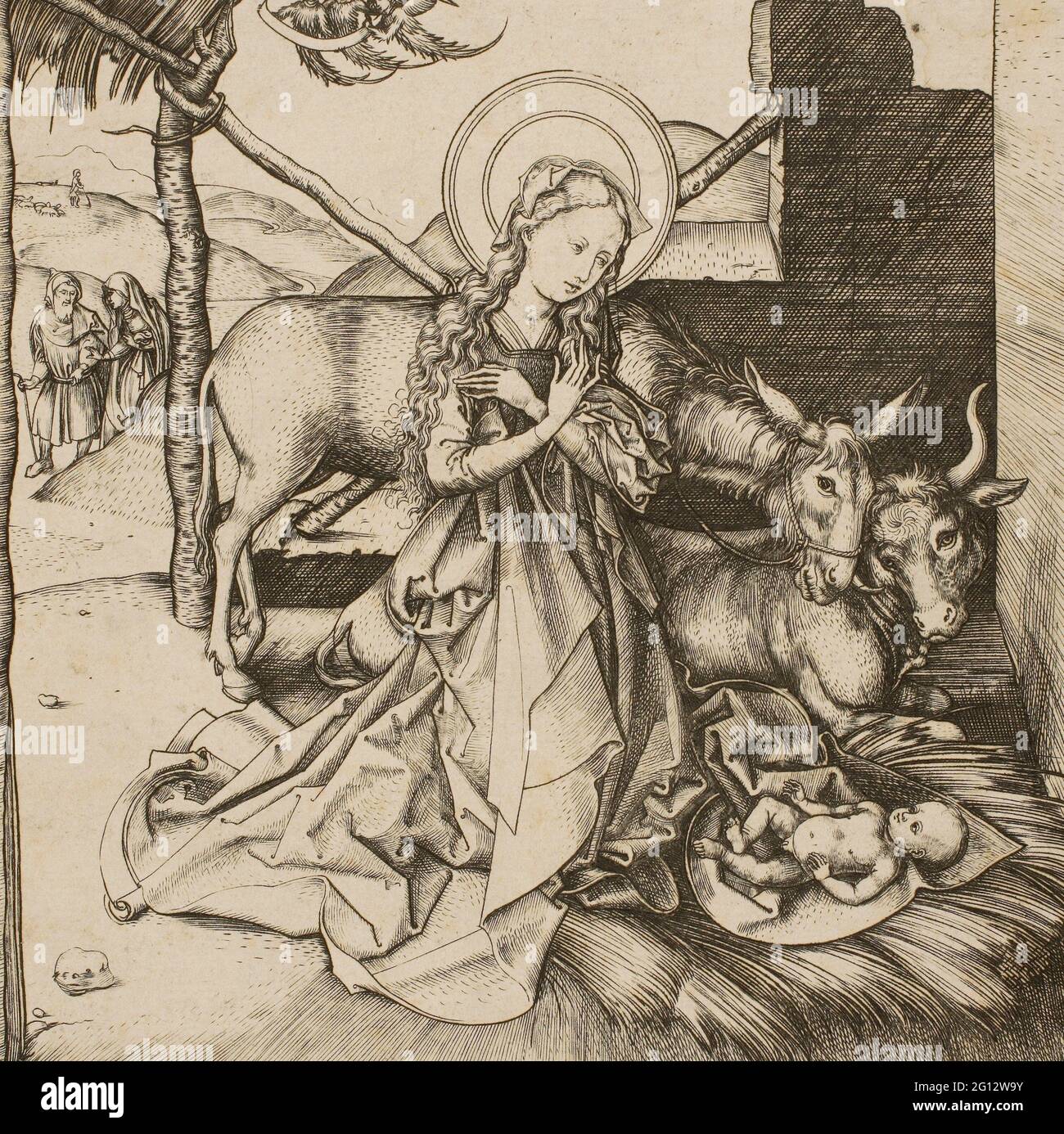 Martin Schongauer. La Nativité, de la vie du Christ - c. 1474 - Martin Schongauer Allemand, c. 1450-1491. Gravure sur papier. 1469 - 1479. Allemagne. Banque D'Images