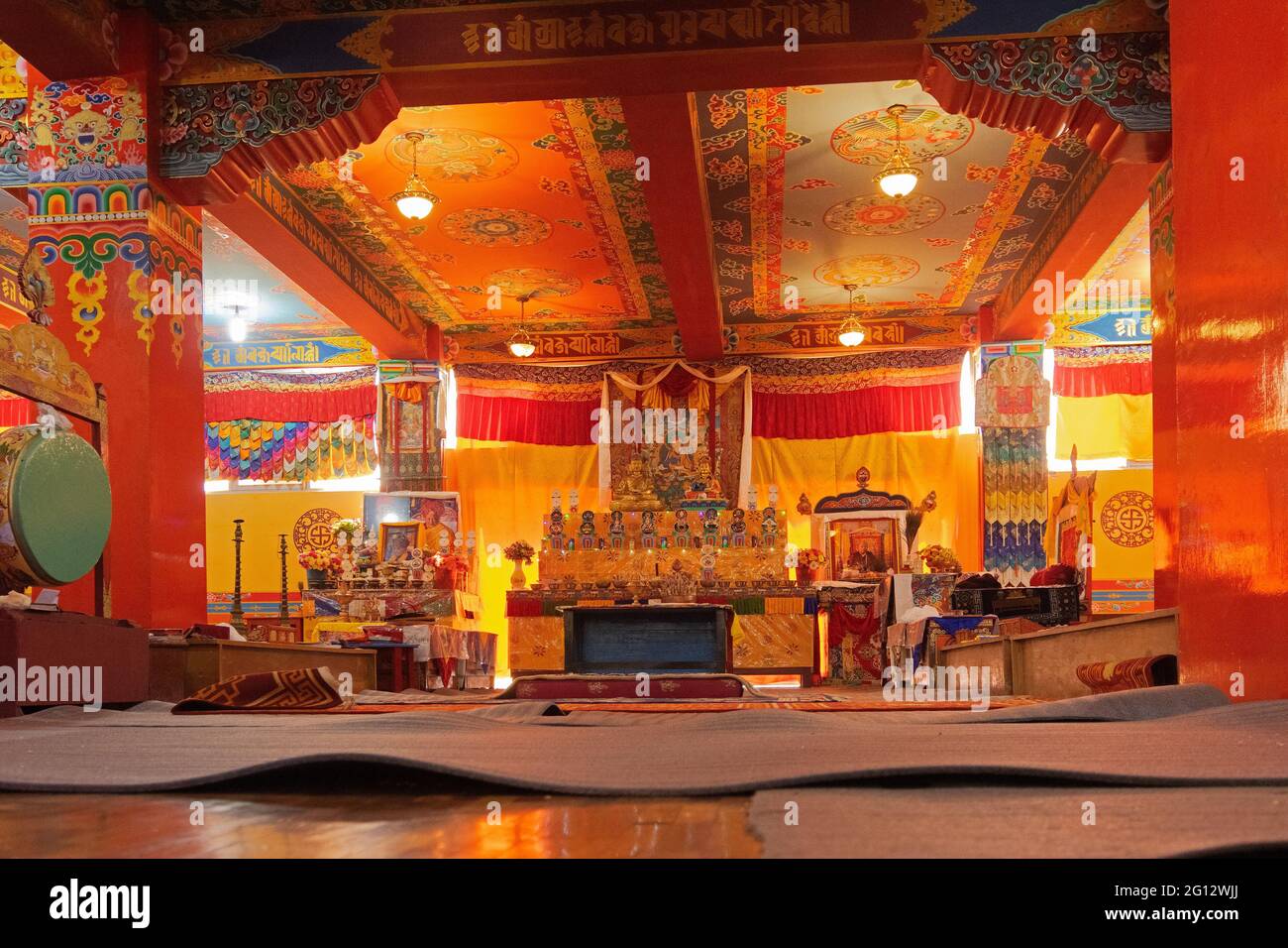 Monastère de Samdruptse, Ravangla, Sikkim, Inde - 20 octobre 2016 : vue intérieure du monastère bouddhiste de Samdruptse, Sikkim, Inde. Banque D'Images