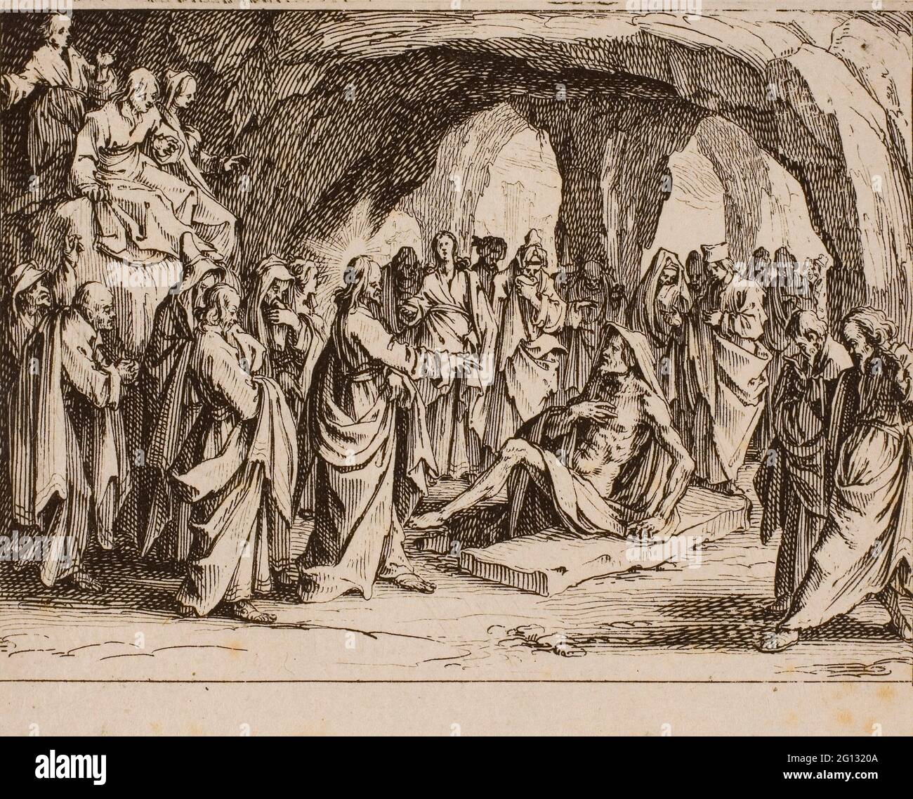 Jacques Callot. La Résurrection de Lazarus, du Nouveau Testament - 1635 - Jacques Callot (français, 1592-1635) publié par Isral Henriet (français, Banque D'Images