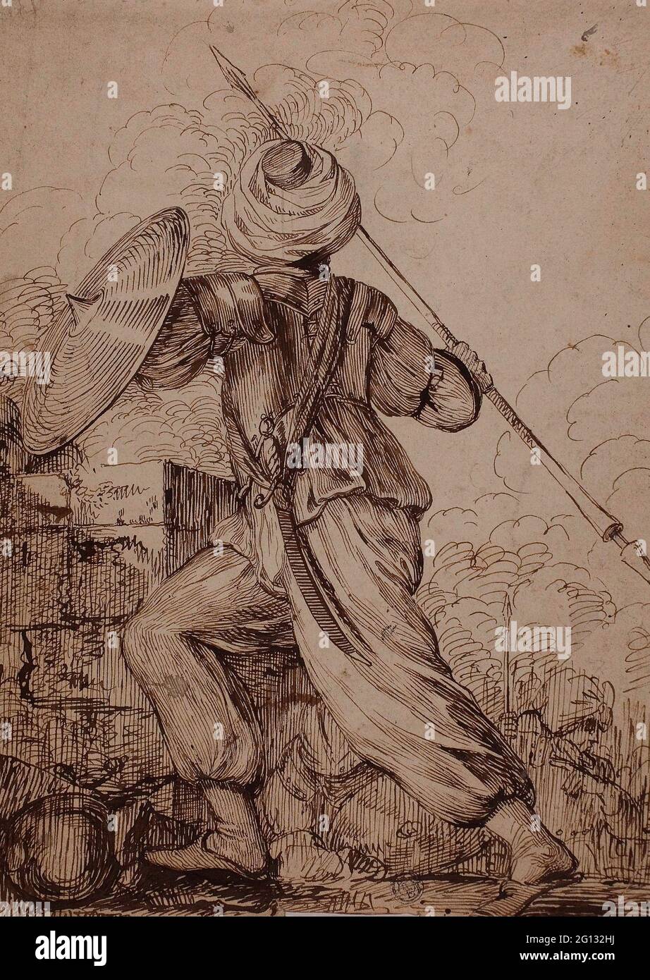 James Durno. Un soldat turc - attribué à James Durno (anglais, c.  1745-1795) ou John Hamilton Mortimer (anglais, 1740-1779). Stylo et encre  brune Photo Stock - Alamy