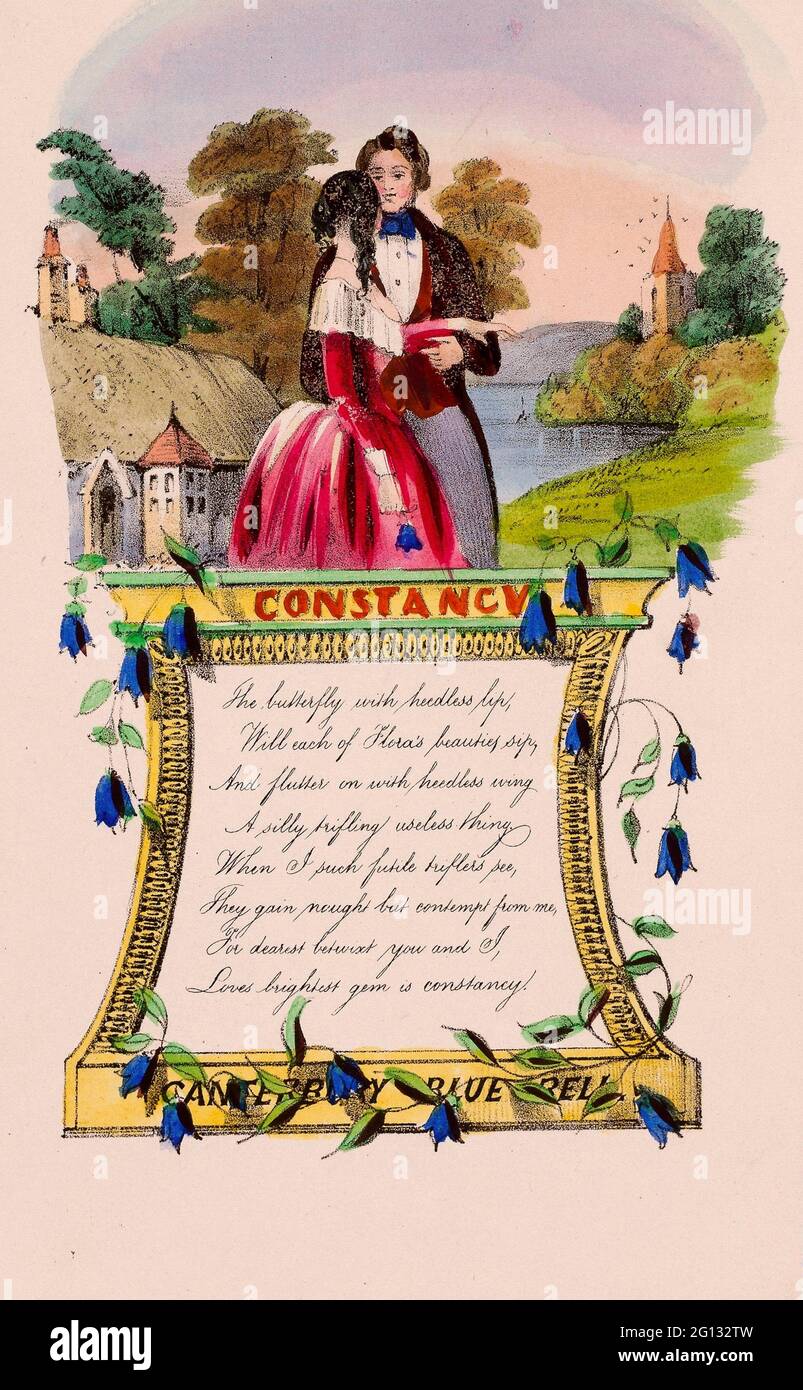Constance (Valentin) - c. 1840 - artiste inconnu Anglais, 19e siècle.  Lithographie avec coloration à la main sur papier paré à la crème rosâtre.  1835 - 1845 Photo Stock - Alamy