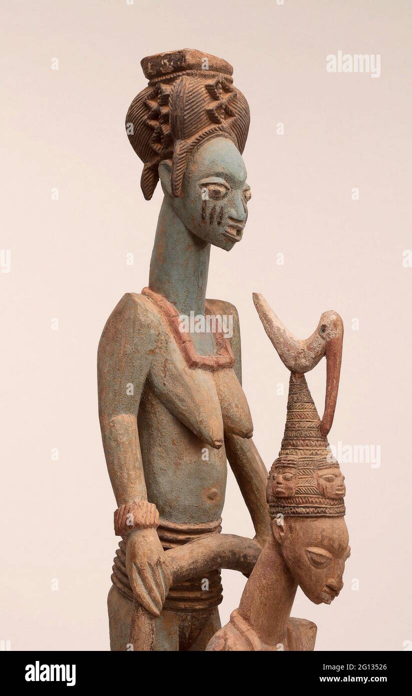 Veranda Post of Enthroned King and Senior épouse (OPO Ogoga) - 1910/14 - Olowe of ISE (décédé en 1938) Yoruba Ikere, région d'Ekiti, Nigeria du palais Banque D'Images
