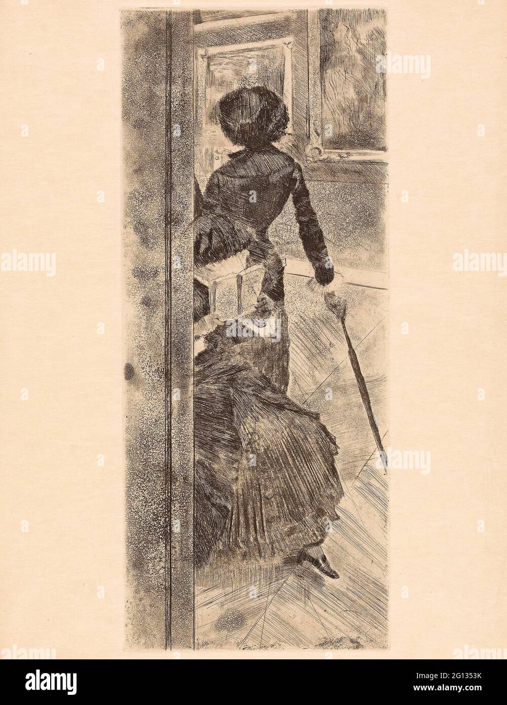 Auteur: Hilaire Germain Edgar Degas. Mary Cassatt au Louvre : la galerie de peintures - 1879 - 80 - Edgar Degas French, 1834-1917. Gravure, douce Banque D'Images