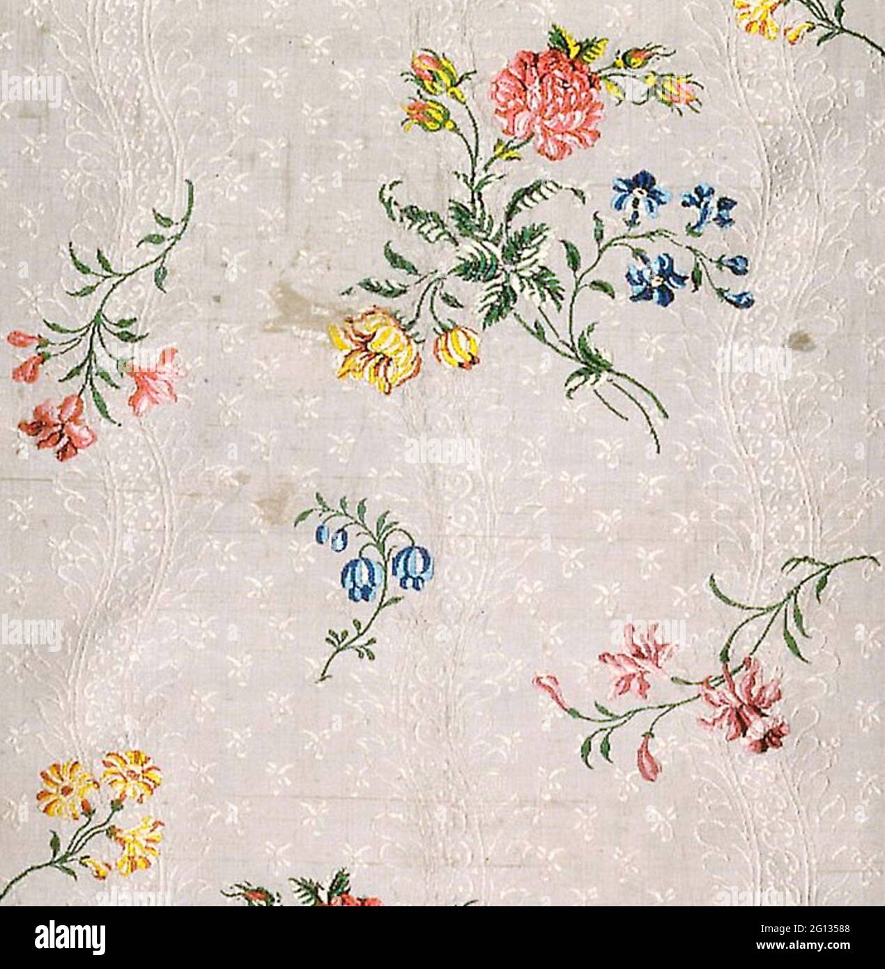 Panneau - c. 1747 - Angleterre, Spitalfields. Soie, tissage Uni avec des charpons de brocarts supplémentaires et automotifs par des flotteurs de trame complémentaires; Banque D'Images