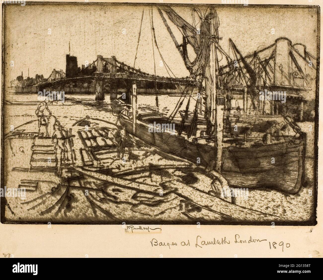 Auteur: Joseph Pennell. Chelsea, no II - 1886 - Joseph Pennell American, 1857-1926. Gravure sur papier vélin ivoire. 1885 - 1886. États-Unis. Banque D'Images