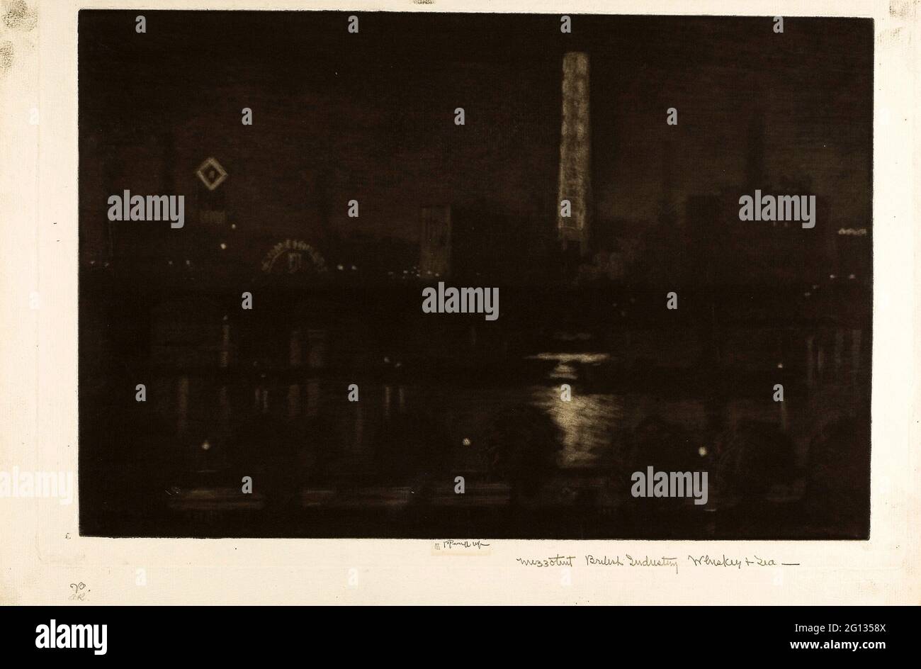 Auteur: Joseph Pennell. Nuit de Londres, Whiskey and Tea - 1909 - Joseph Pennell American, 1857-1926. Mezzotint en noir sur papier ivoire. Unis Banque D'Images