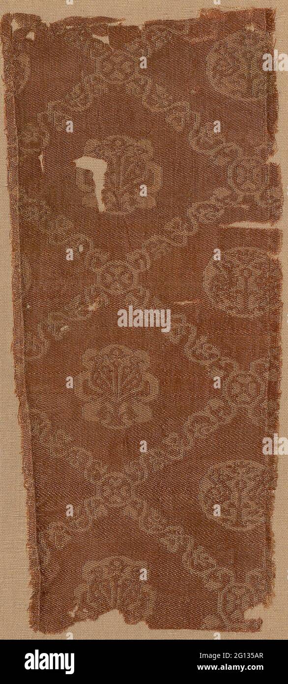 Fragment - période romaine (30 av. J.-C. - 641 av. J.-C.)/période arabe (641 - 969), 6e/7e siècle - Égypte, Akhmn. Soie, tissu de trame-float complémentaire, sergé Banque D'Images