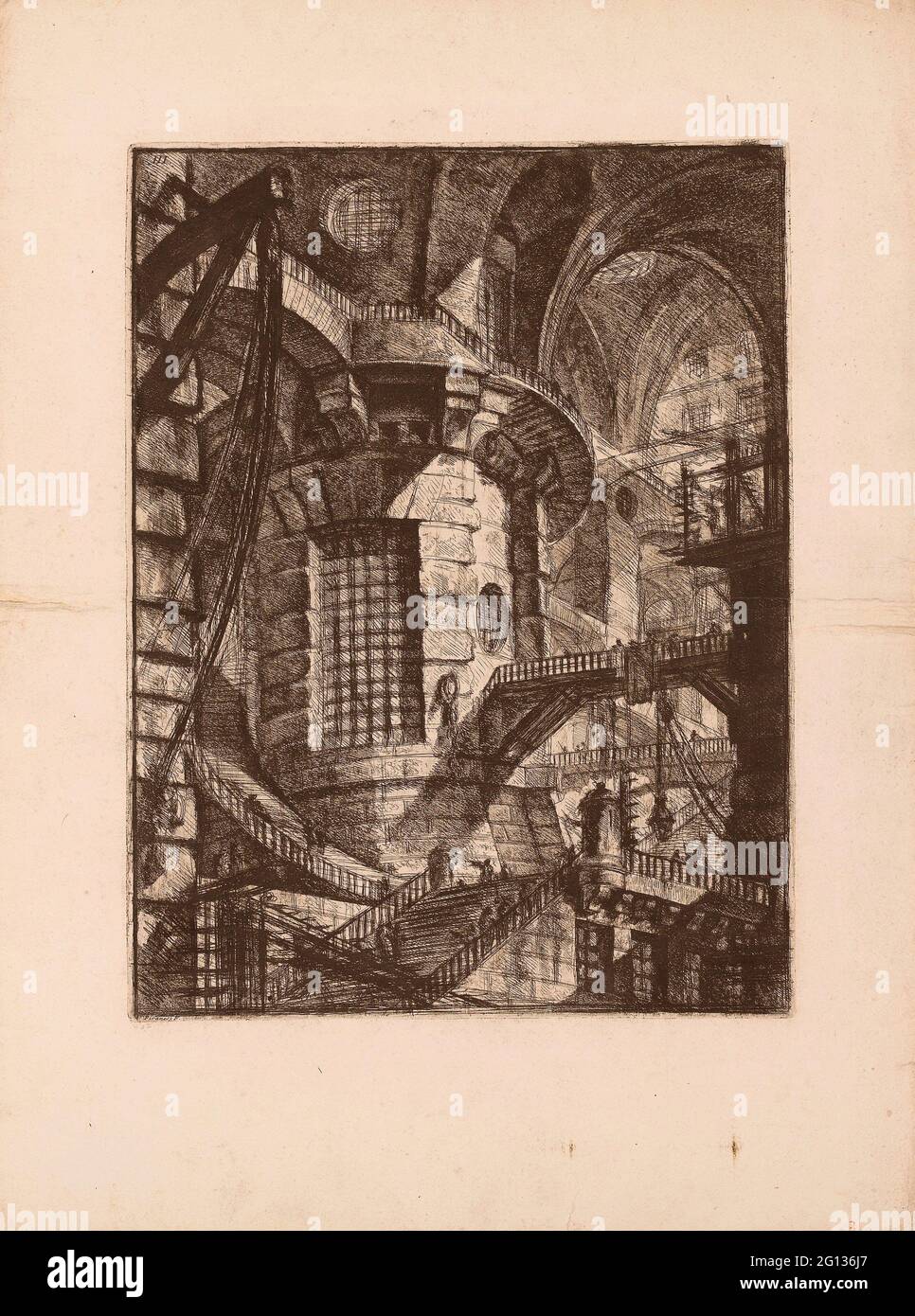 Auteur: Giovanni Battista Piranesi. La Tour ronde, plaque 3 des prisons imaginaires - 1761 - Giovanni Battista Piranesi Italien, 1720-1778. Gravure Banque D'Images