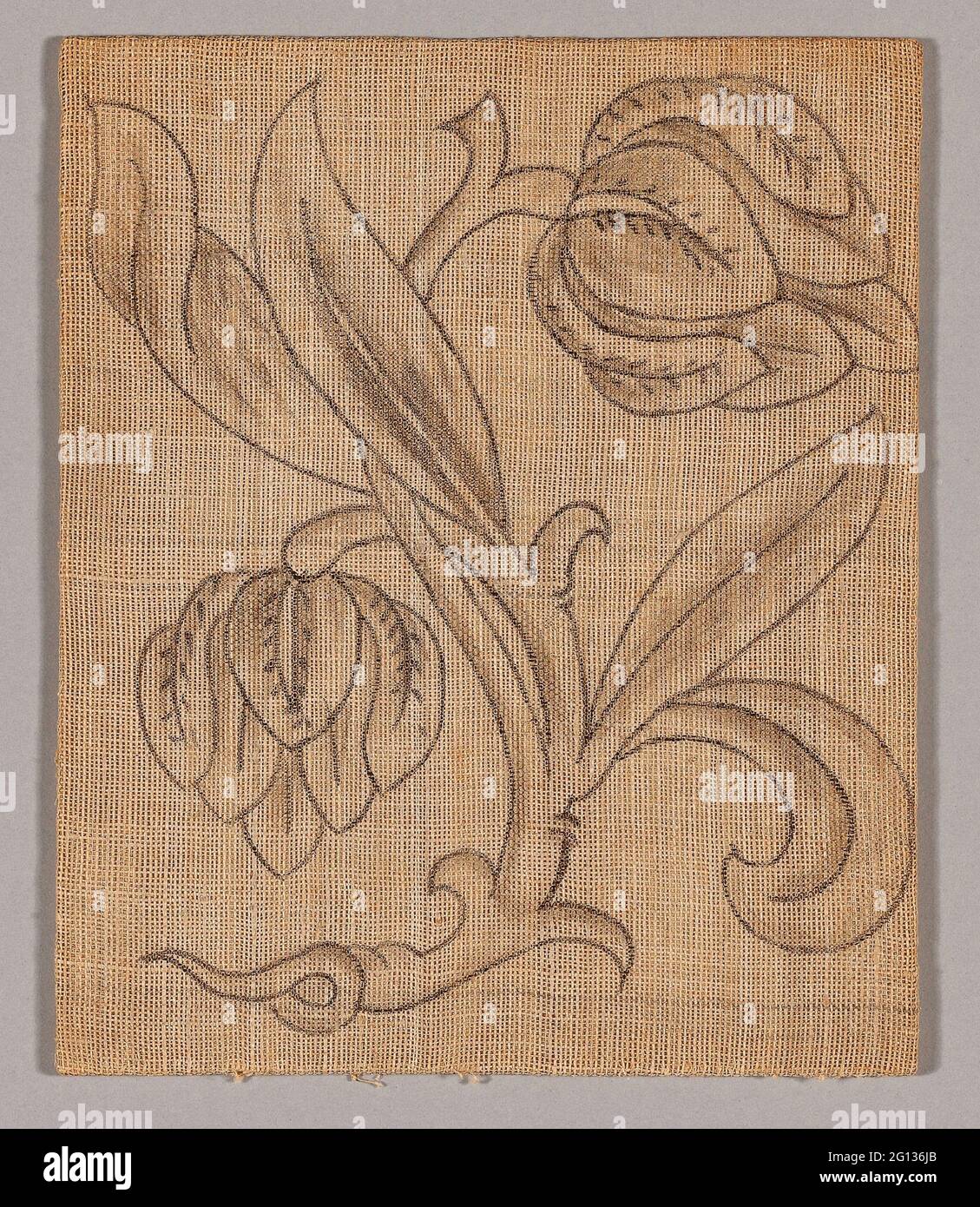 Slip (Unfinished) - 17ème siècle - Angleterre. Lin, tissé Uni; dessin en graphite. 1601 - 1700. Banque D'Images