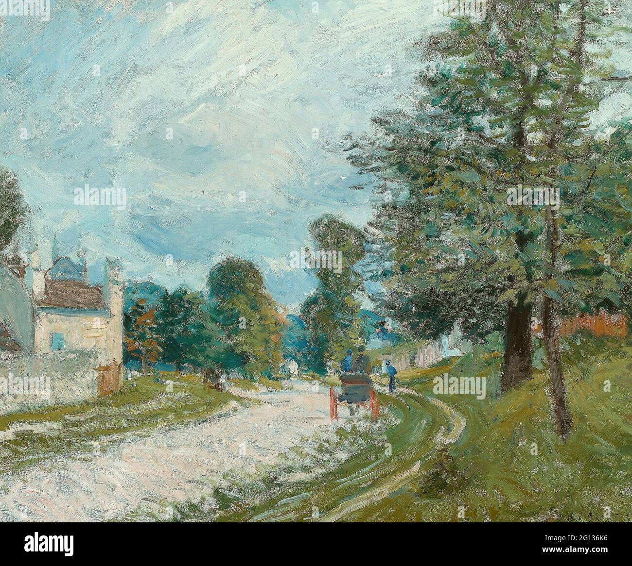 Auteur: Alfred Sisley. Un tour dans la route - 1873 - Alfred Sisley Français, 1839-1899. Huile sur toile. France. Banque D'Images