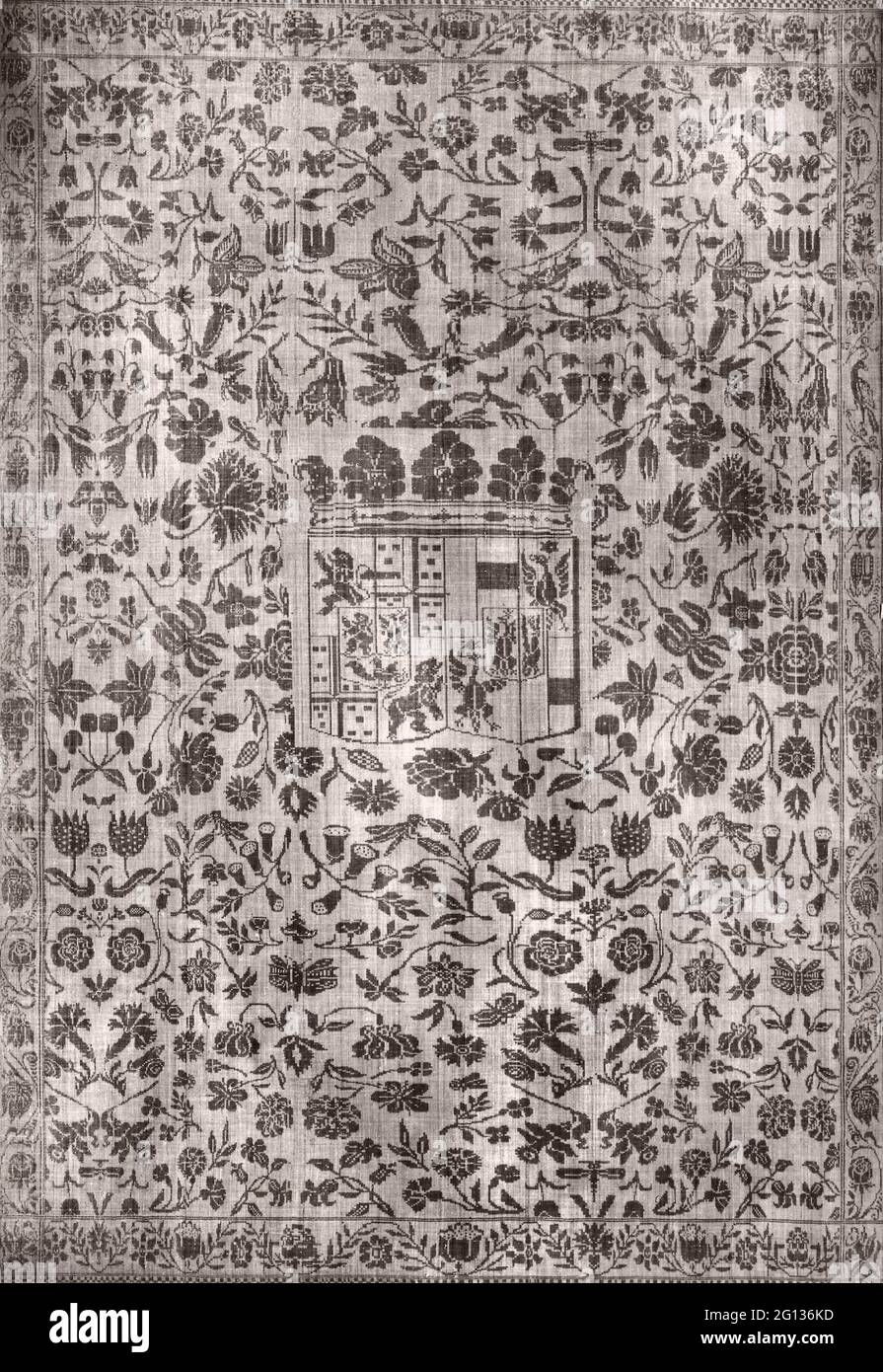 Serviette de table - c. 1665 - Nord des pays-Bas, Château Nienoor (provenance de Groningen) près de Midwolde où ils ont été enterrés près de l'église. Lin, satin Banque D'Images