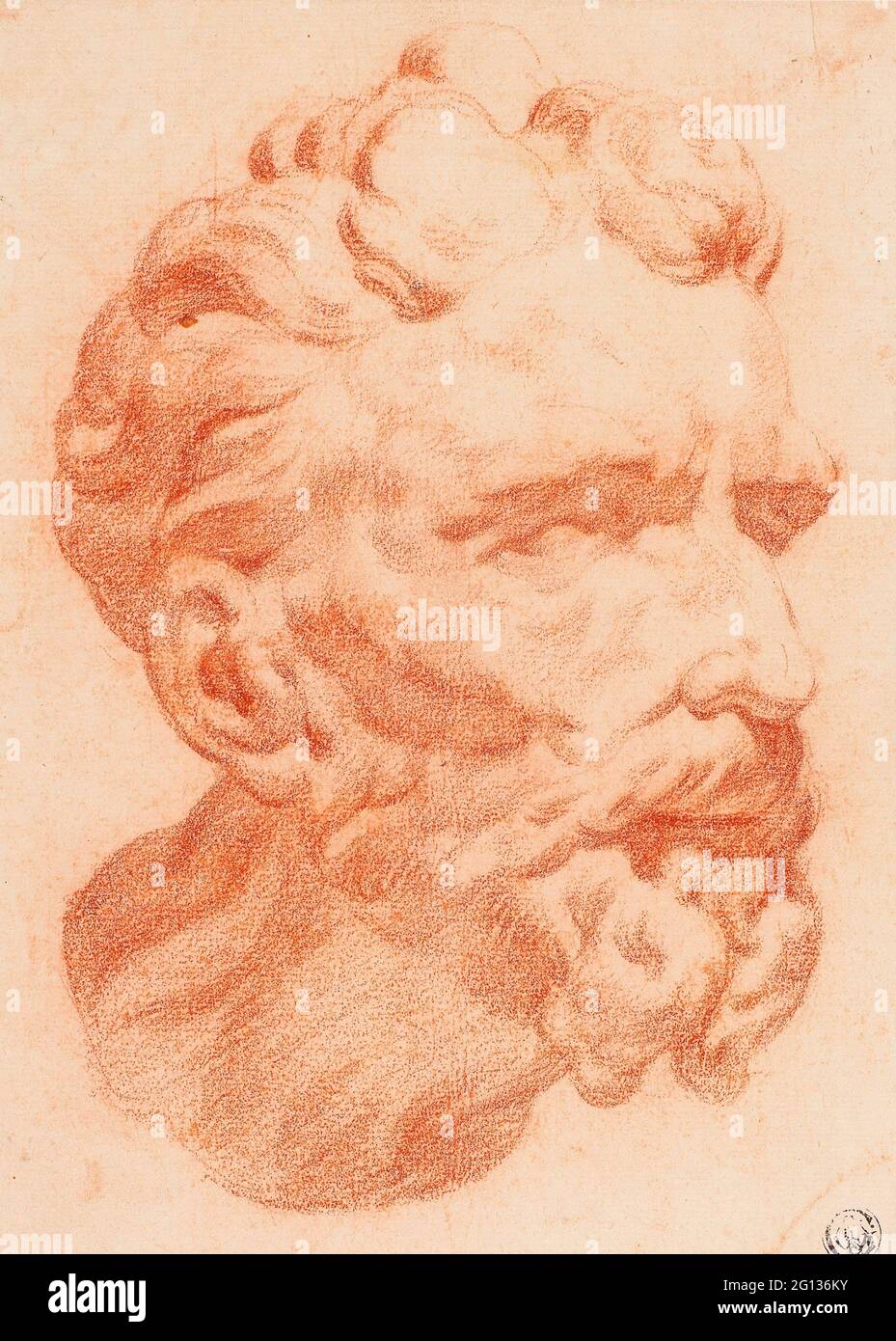 Auteur: Pietro Dandini. Tête de l'homme barbu dans le profil de trois-quarts à droite - attribué à Pietro Dandini Italien, 1646-1712. Craie rouge sur ivoire Banque D'Images