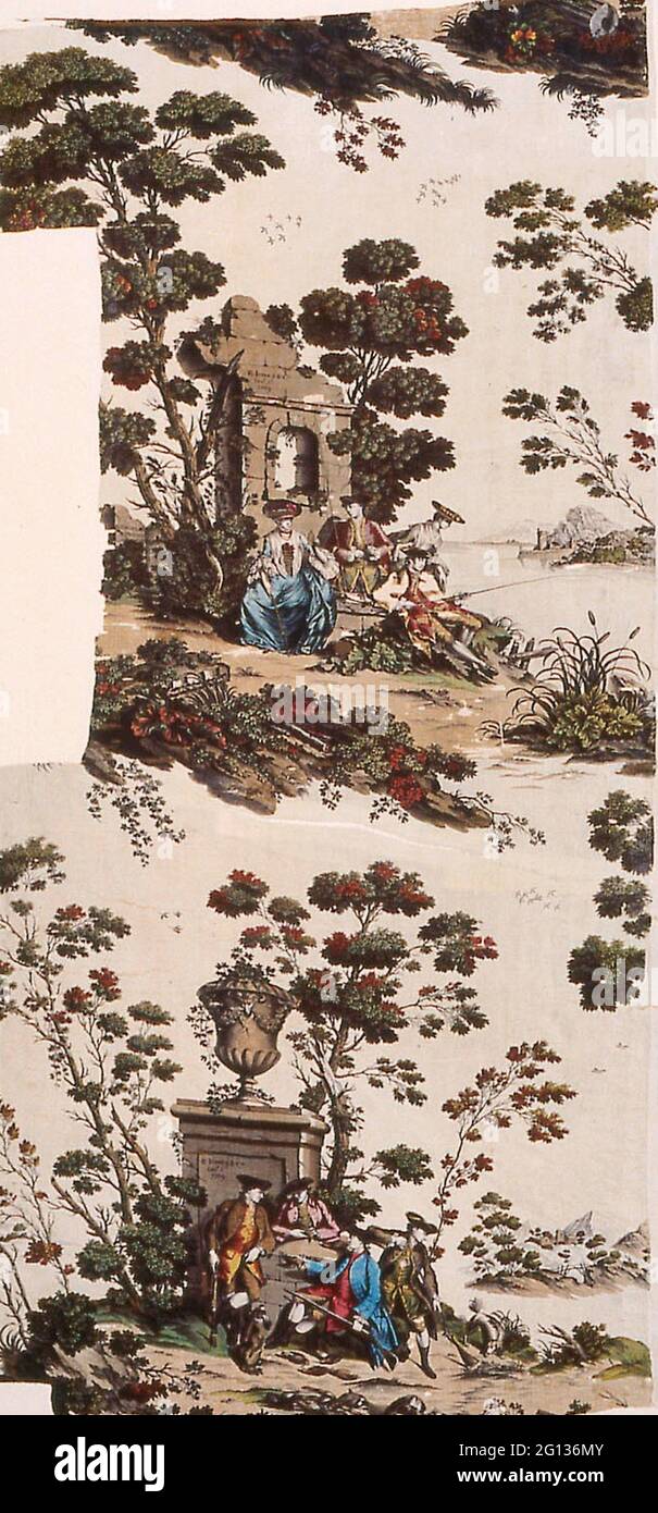 Auteur: Robert Jones et Compagnie. Panneau (tissu d'ameublement) - 1769 - fabriqué par Robert Jones & Co. England, Old Ford, Middlesex. Lin et Banque D'Images