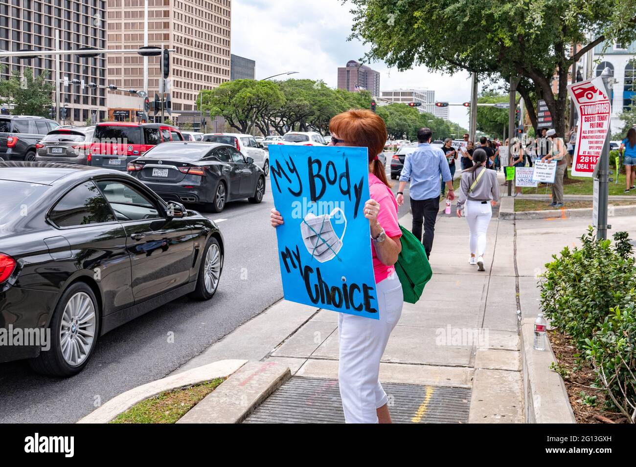 Houston, Texas 15 mai 2021- manifestation contre le vaccin. Banque D'Images