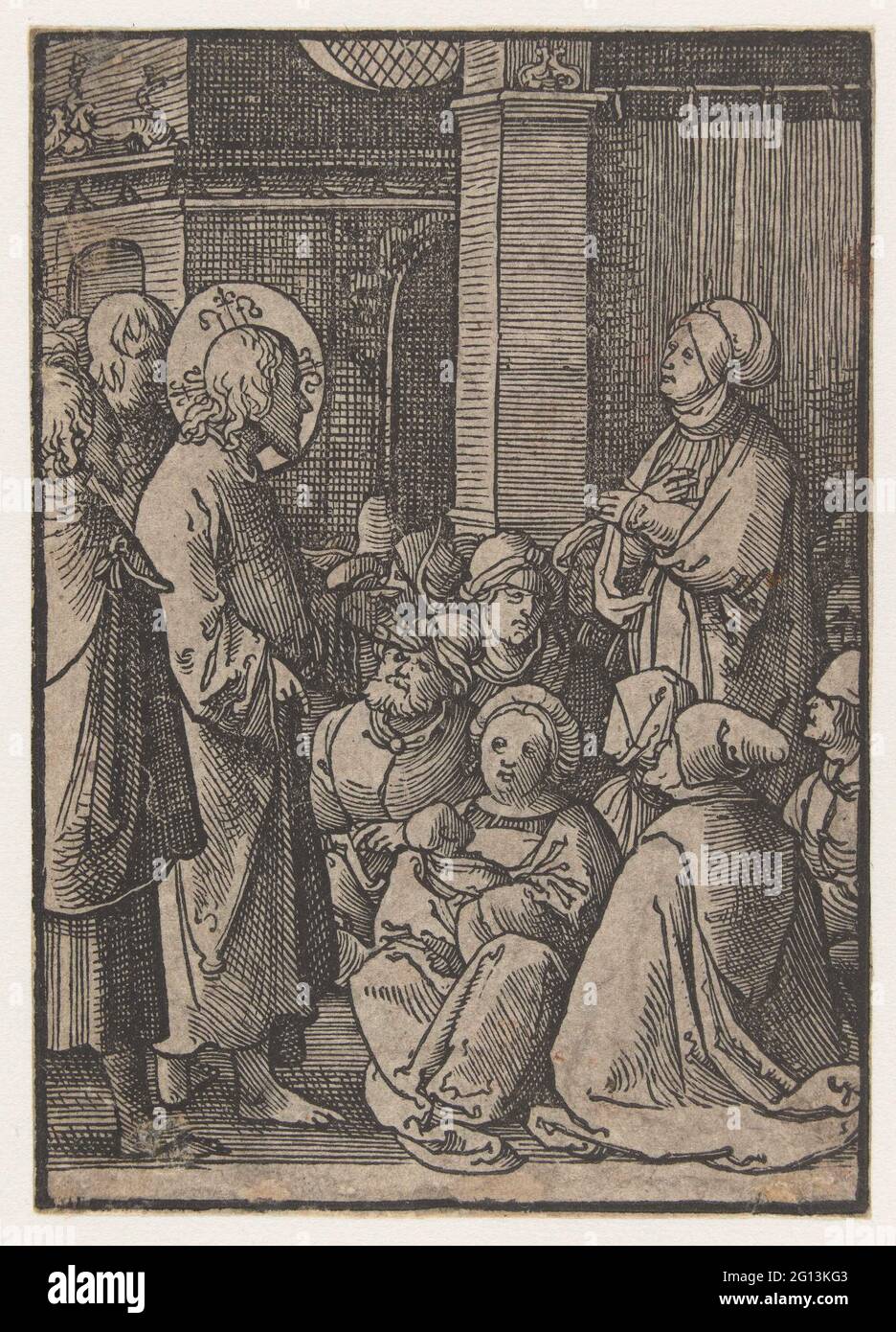 Prêcher le Christ; la passion stupide. Le Christ, vu du côté, parle contre un groupe de personnes. Banque D'Images