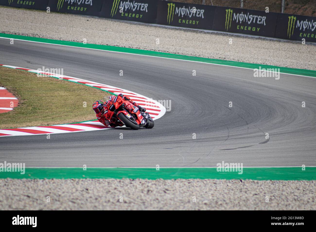 MONTMELLO, ESPAGNE-4 JUIN 2021: Francesco Bagnaia (Pecco) sur son #63 Ducati Desmosedici GP (Ducati Lenovo Team), Championnat du monde MotoGP 2021 Banque D'Images