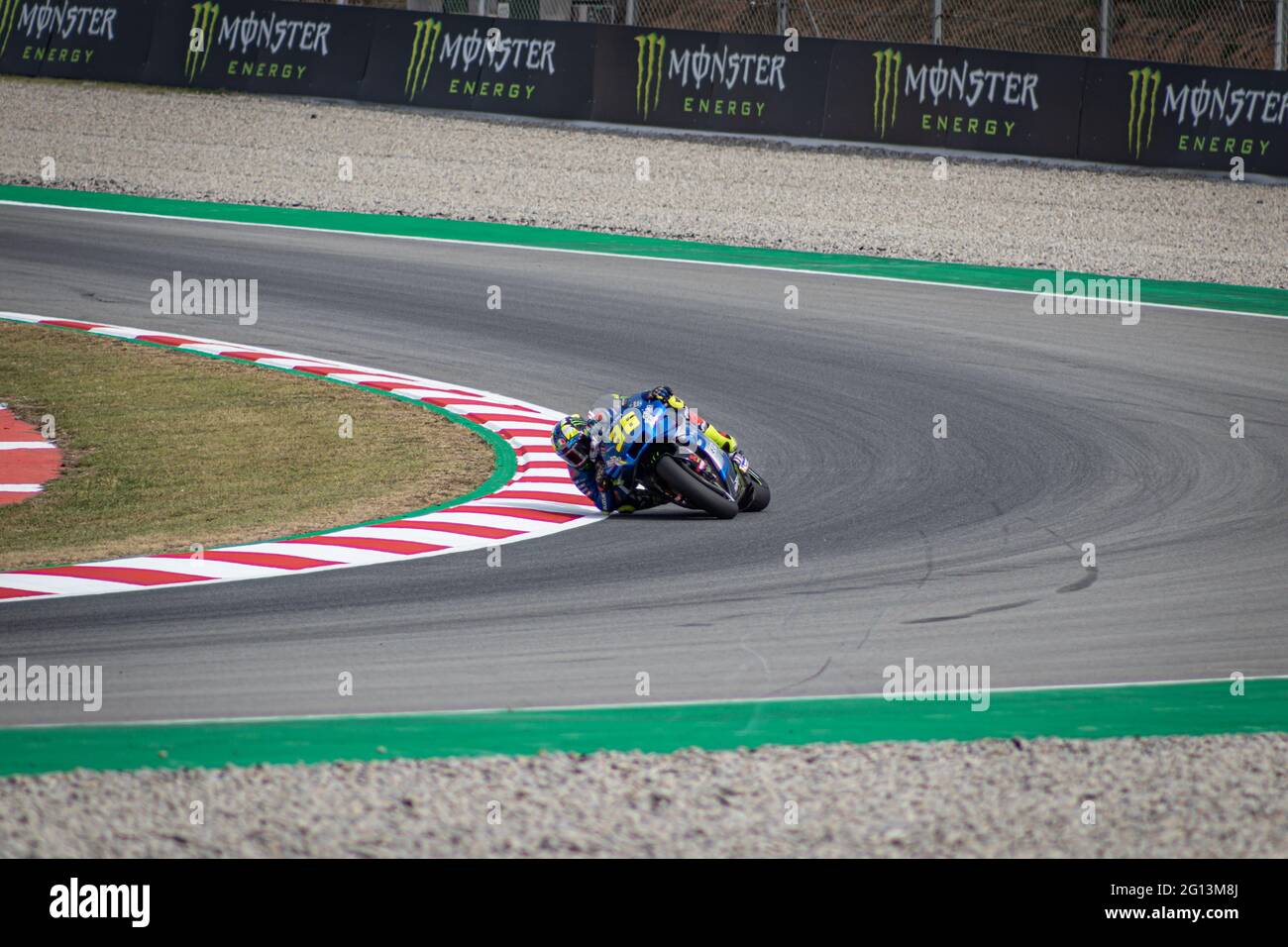 MONTMELLO, ESPAGNE-4 JUIN 2021: Joan Mir sur sa Suzuki #36 (Team SUZUKI ECSTAR), Championnat du monde MotoGP 2021 Banque D'Images