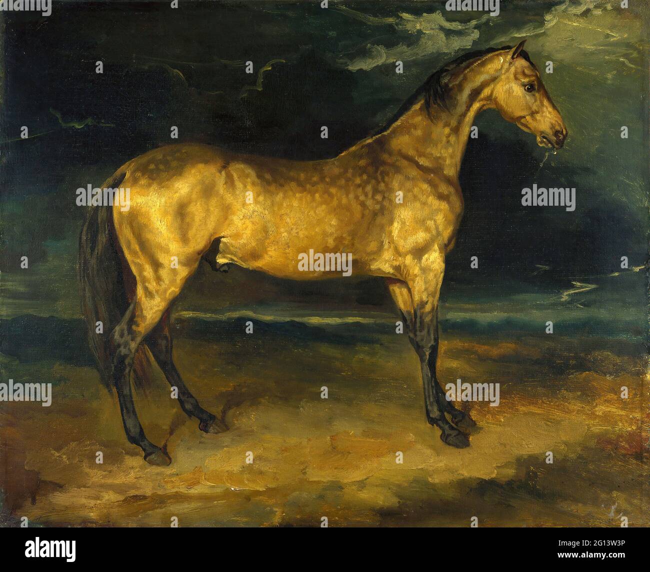 Théodore Géricault - un cheval effrayé par la foudre Banque D'Images