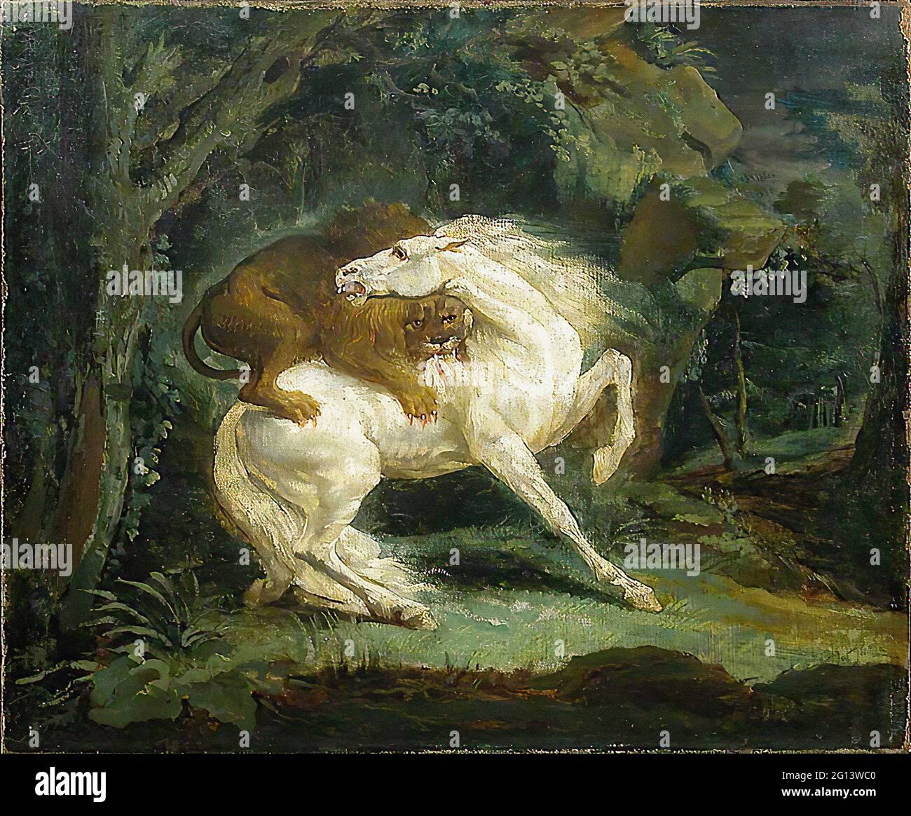 Théodore Géricault - le cheval attaque le Lion Banque D'Images