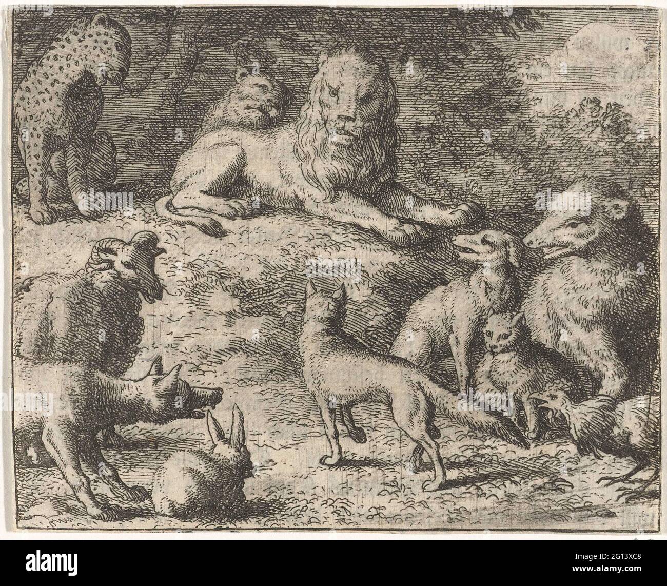 Reinaert De Vos Apparait Devant Le Plat Reinaert De Vos Illustrations Pour Reijntje De Vos Reinaert De Vos Vu A L Arriere Entoure Par Belijn De Ram Le Loup Et Cuwaert De Haas