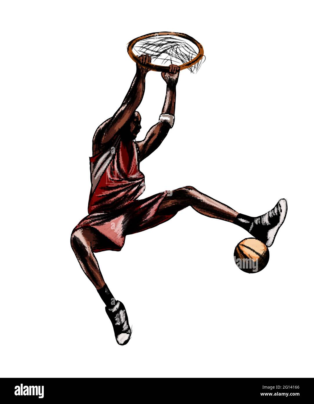 Un joueur de basket-ball abstrait avec ballon d'aquarelles, dessin coloré,  réaliste. Illustration vectorielle des peintures Image Vectorielle Stock -  Alamy