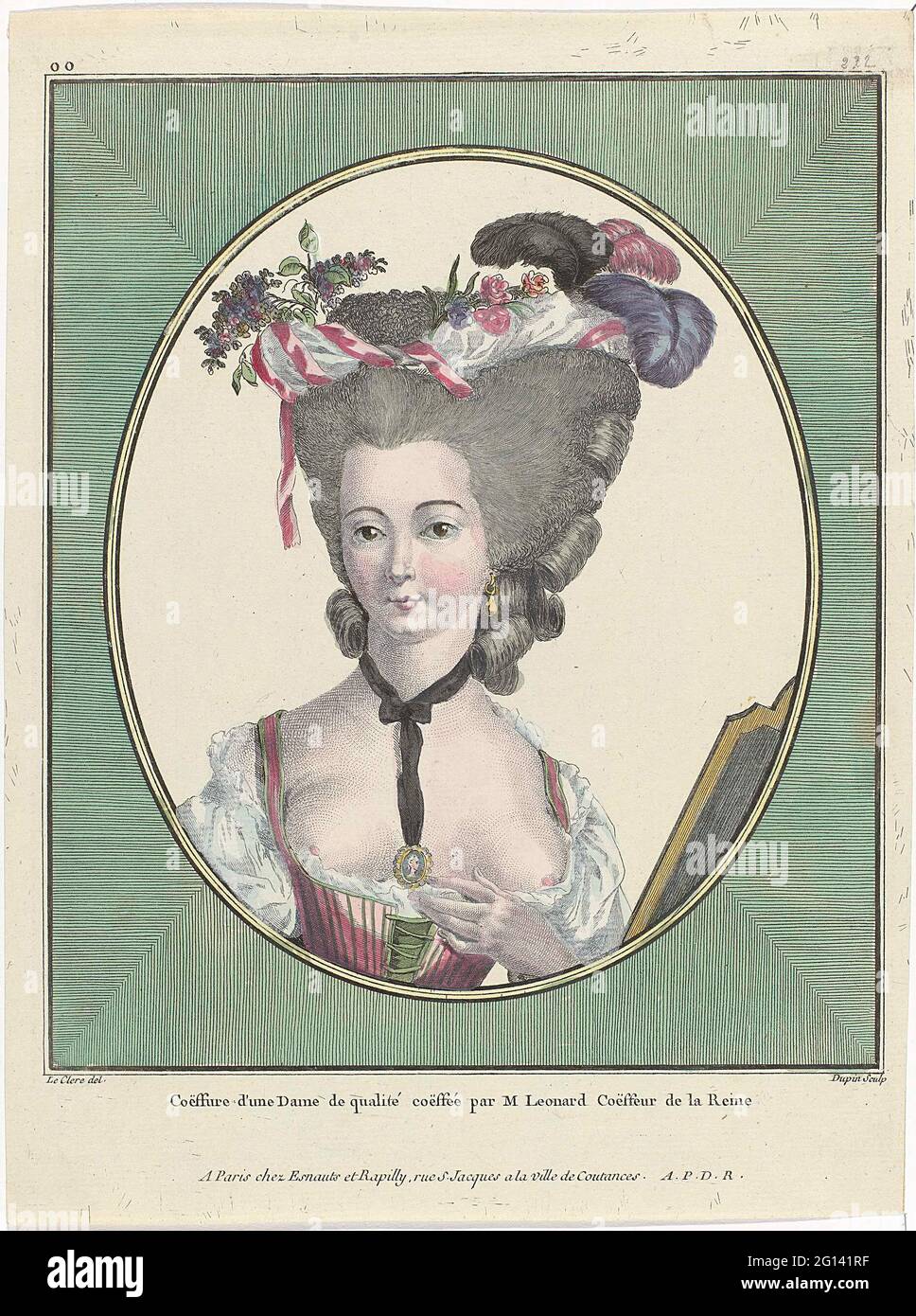 Marie Antoinette: La Reine de la mode: Gallerie des modes et costumes English. Les reines françaises devaient donner l'exemple dans le domaine de la mode. En tant qu'épouse de Louis XVI, Marie-Antoinette s'est jetée dans cette tâche avec enthousiasme. Avec sa marche de modes Rose Bertin et son coiffeur Léonard, elle a lancé beaucoup d'une nouvelle mode. L'étiquette de la cour dictait les robes de cour – somptueusement embellies de jupes larges. Lors de la réception des visiteurs, Marie Antoinette portait une robe à la polonaise 1 2, mais préférait une robe décontractée et ample lorsqu'elle se trouvait dans son propre pavillon à Versailles. TH Banque D'Images