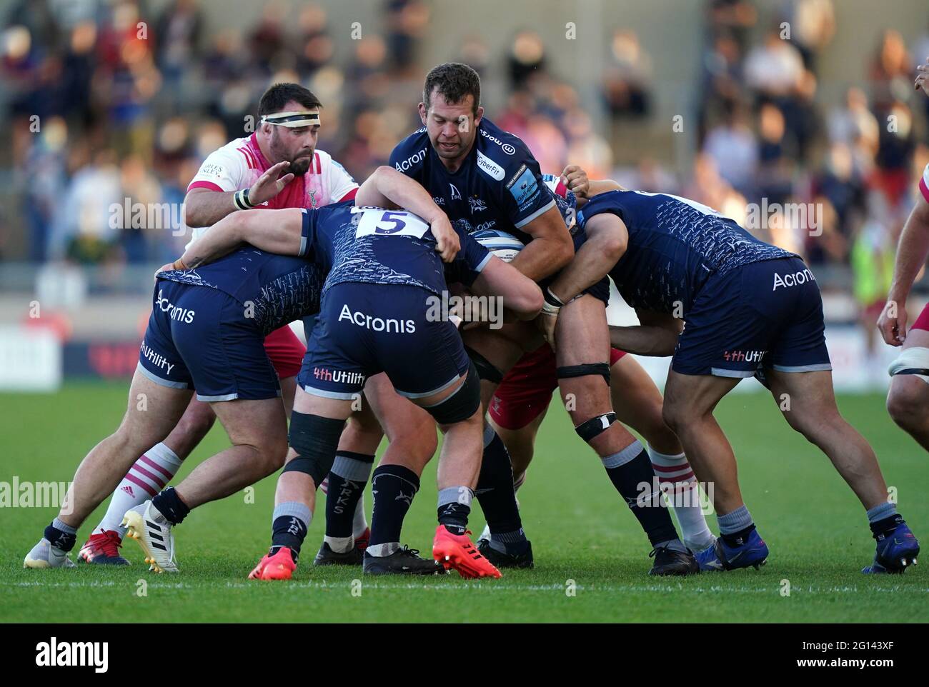 Solde Josh Beaumont de Sharks au milieu d'un maul pendant le match de la première Gallagher au stade AJ Bell, sale. Date de la photo: Vendredi 4 juin 2021. Banque D'Images