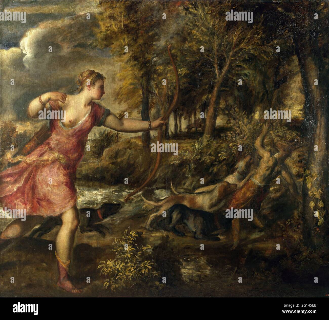Tiziano Vecellio - la mort d'Actaeon Banque D'Images