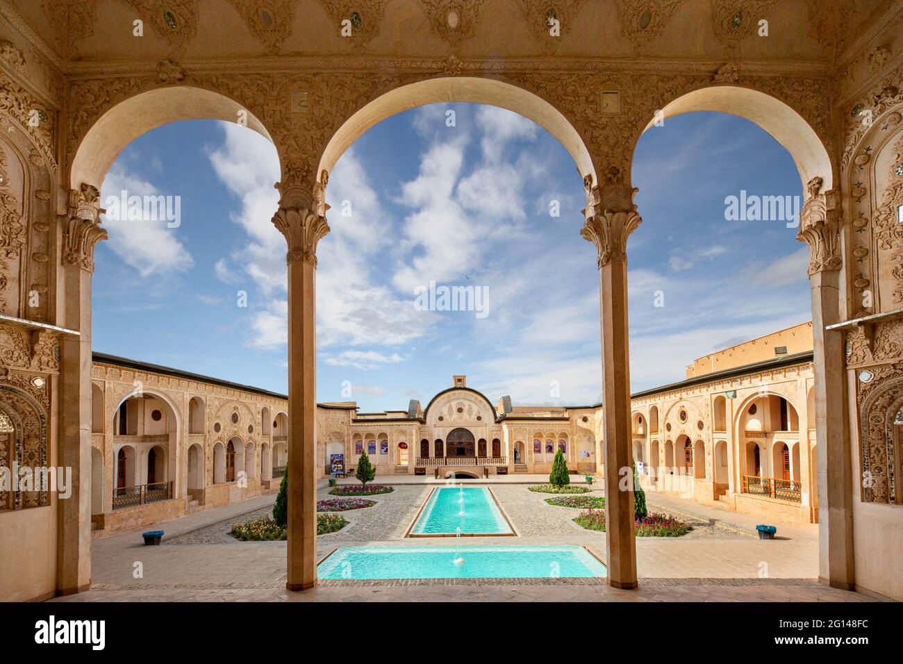 Maison iranienne historique traditionnelle connue sous le nom de Maison Tabatabei, à Kashan, en Iran Banque D'Images