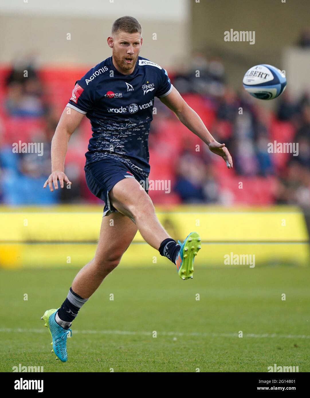 Solde Robert du Preez de Sharks pendant le match de Premiership de Gallagher au stade AJ Bell, sale. Date de la photo: Vendredi 4 juin 2021. Banque D'Images