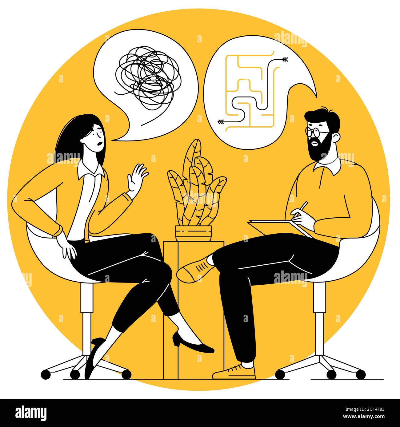 Patient avec psychologue Illustration de Vecteur