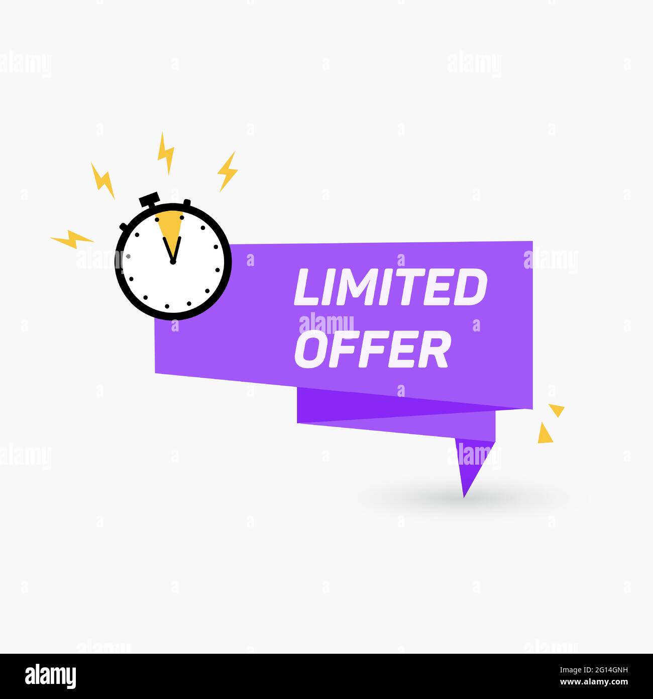 Icône offre limitée avec compte à rebours. Super promotion avec réveil et mot. Dernière bannière d'offre pour la promotion de vente. Autocollant plat rouge, offre rapide Illustration de Vecteur