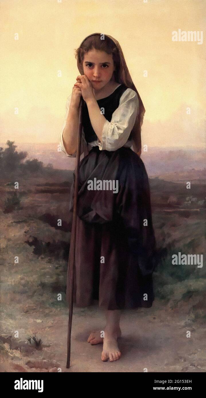 William-Adolphe Bouguereau (1825-1905) - petit Shepherdess 1891 Banque D'Images