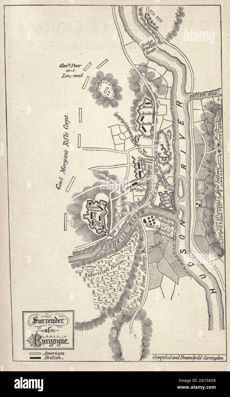 Carte de la capitulation du général Burgoyne à la bataille de Saratoga Banque D'Images