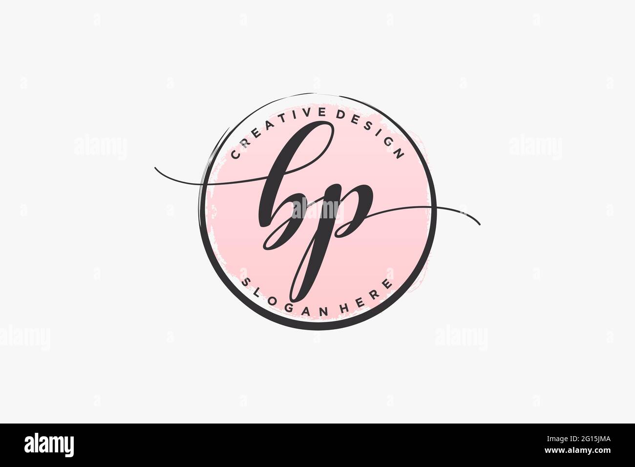 Logo d'écriture BP avec signature vectorielle de modèle circulaire, mariage, mode, floral et botanique avec modèle créatif. Illustration de Vecteur