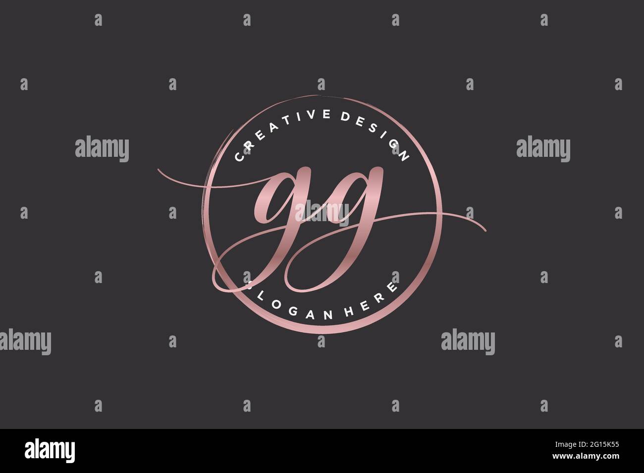 GG logo d'écriture avec cercle modèle de signature vectorielle, mariage, mode, floral et botanique avec modèle créatif. Illustration de Vecteur