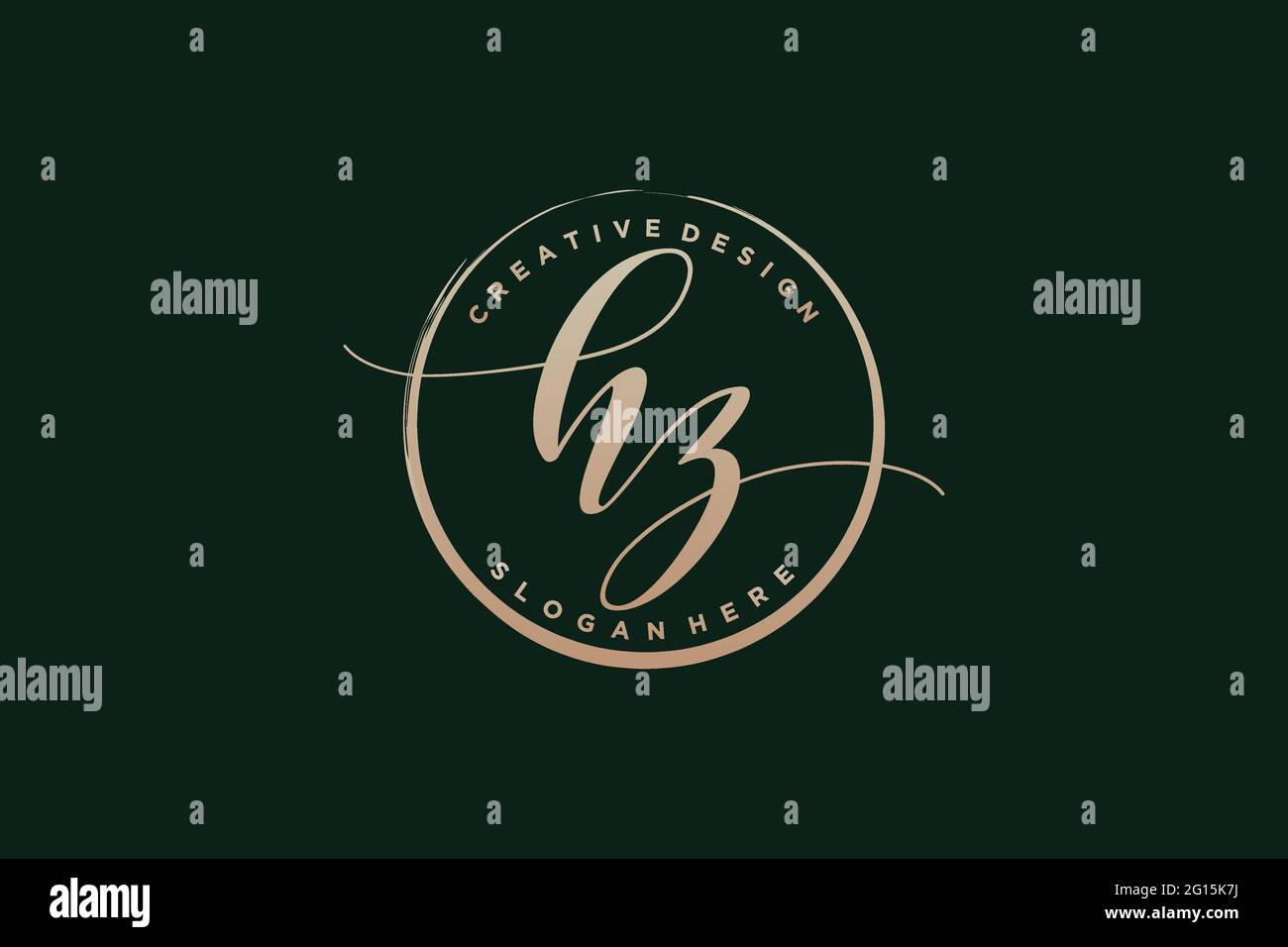 LOGO D'écriture HZ avec signature vectorielle de modèle de cercle, mariage, mode, floral et botanique avec modèle créatif. Illustration de Vecteur