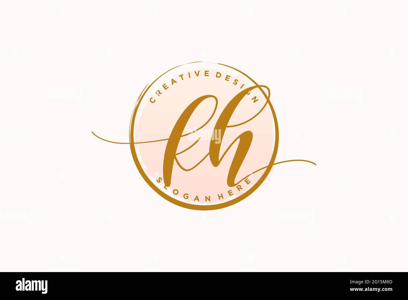 Logo KH écriture manuscrite avec modèle circulaire signature vectorielle, mariage, mode, floral et botanique avec modèle créatif. Illustration de Vecteur