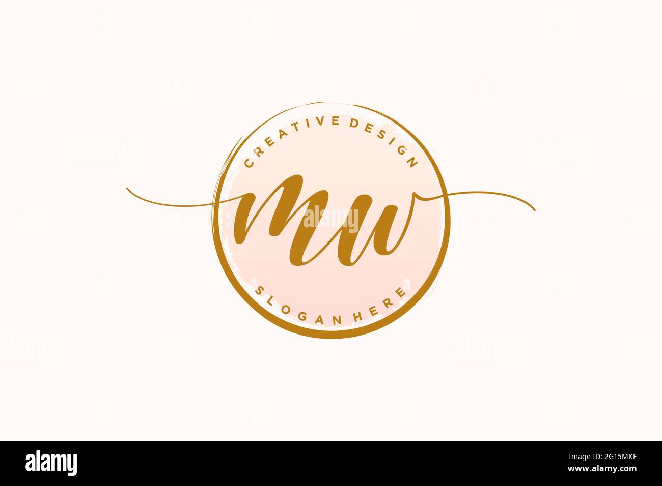 Logo MW d'écriture manuscrite avec signature vectorielle de modèle circulaire, mariage, mode, floral et botanique avec modèle créatif. Illustration de Vecteur