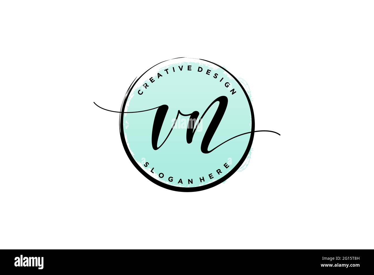 Logo d'écriture VN avec signature vectorielle de modèle de cercle, mariage, mode, floral et botanique avec modèle créatif. Illustration de Vecteur