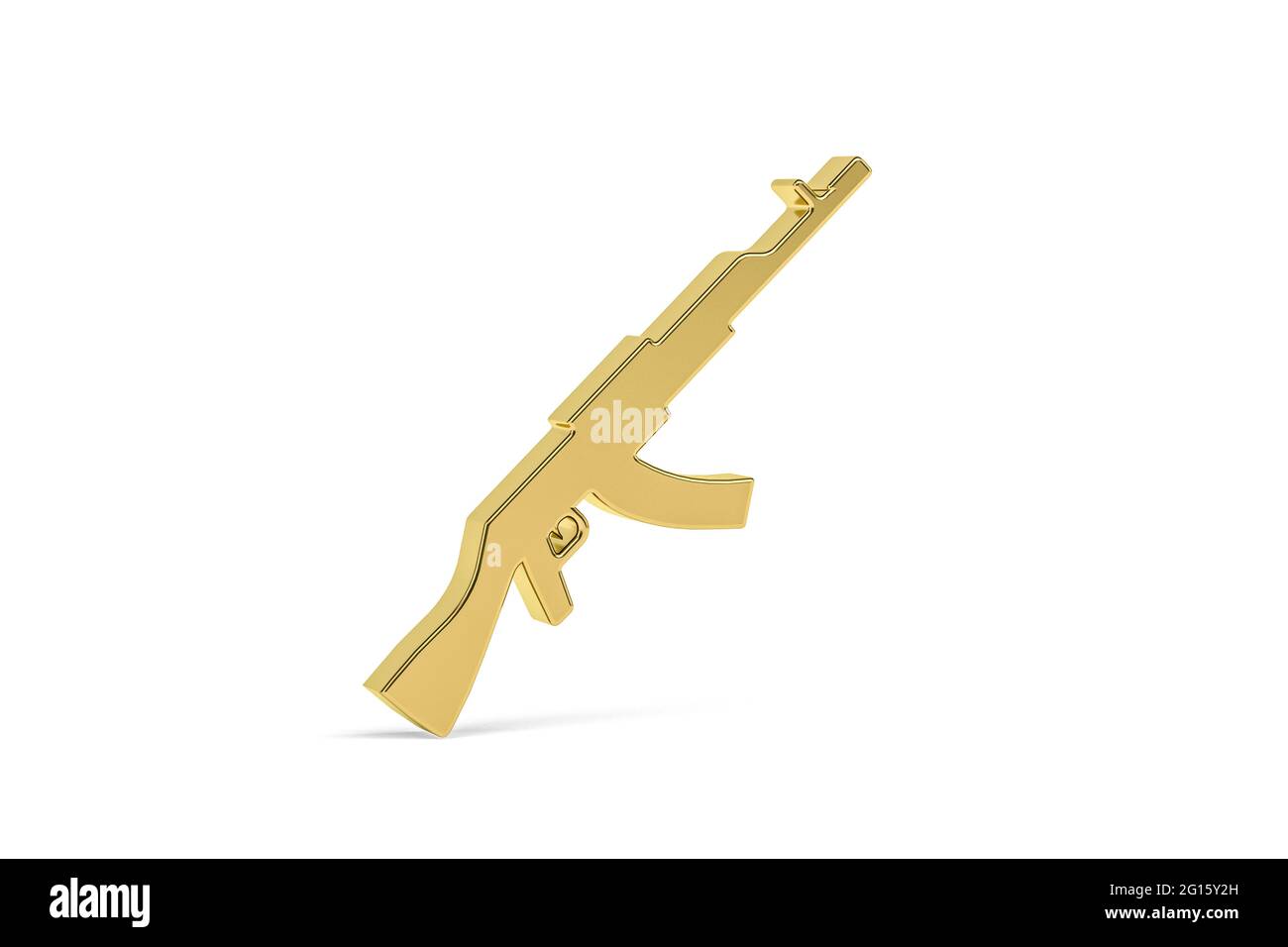 Icône Golden 3d Gun isolée sur fond blanc - rendu 3D Banque D'Images