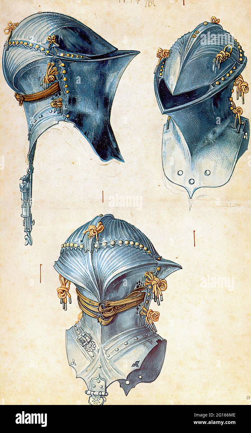 Albrecht Dürer - trois études Helmet C 1503 Banque D'Images