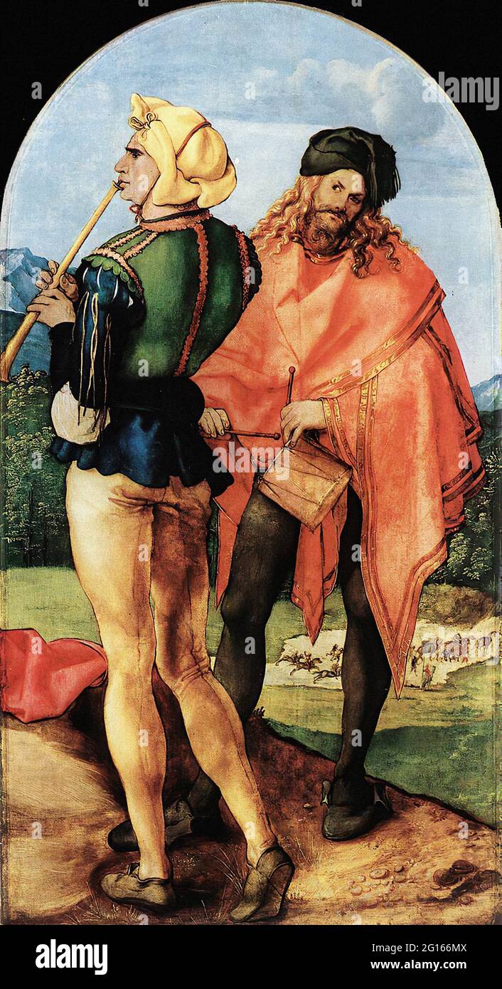 Albrecht Dürer - deux musiciens 1504 Banque D'Images
