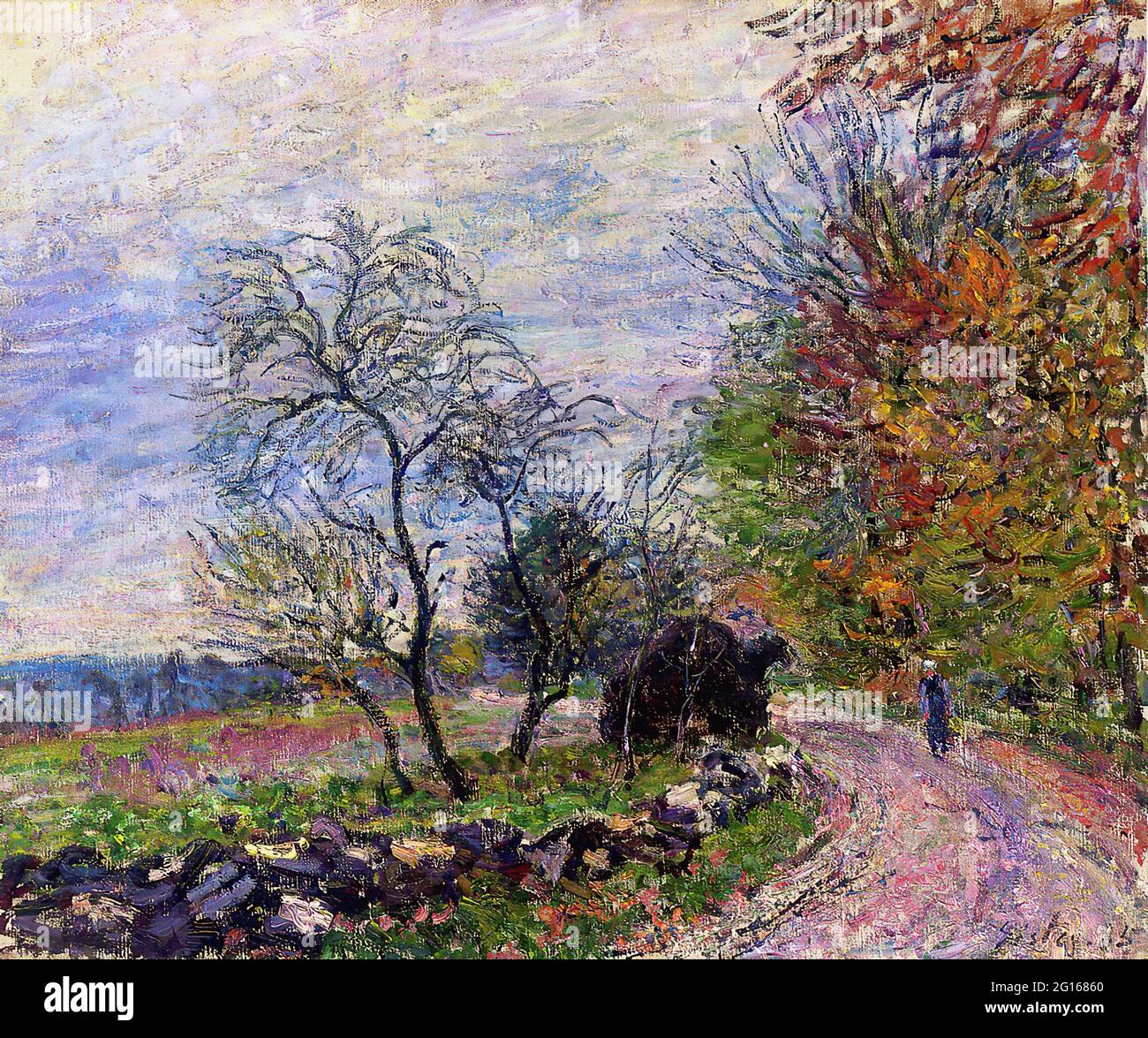 Alfred Sisley - Along Woods automne 1885 Banque D'Images