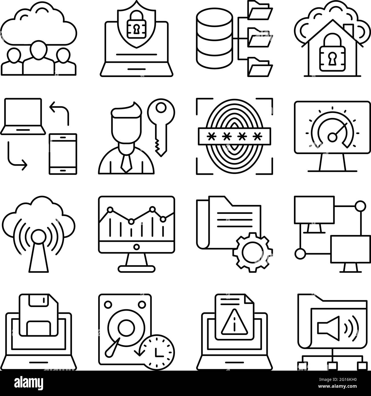 Pack d'icônes linéaires d'ordinateur et de réseau Illustration de Vecteur