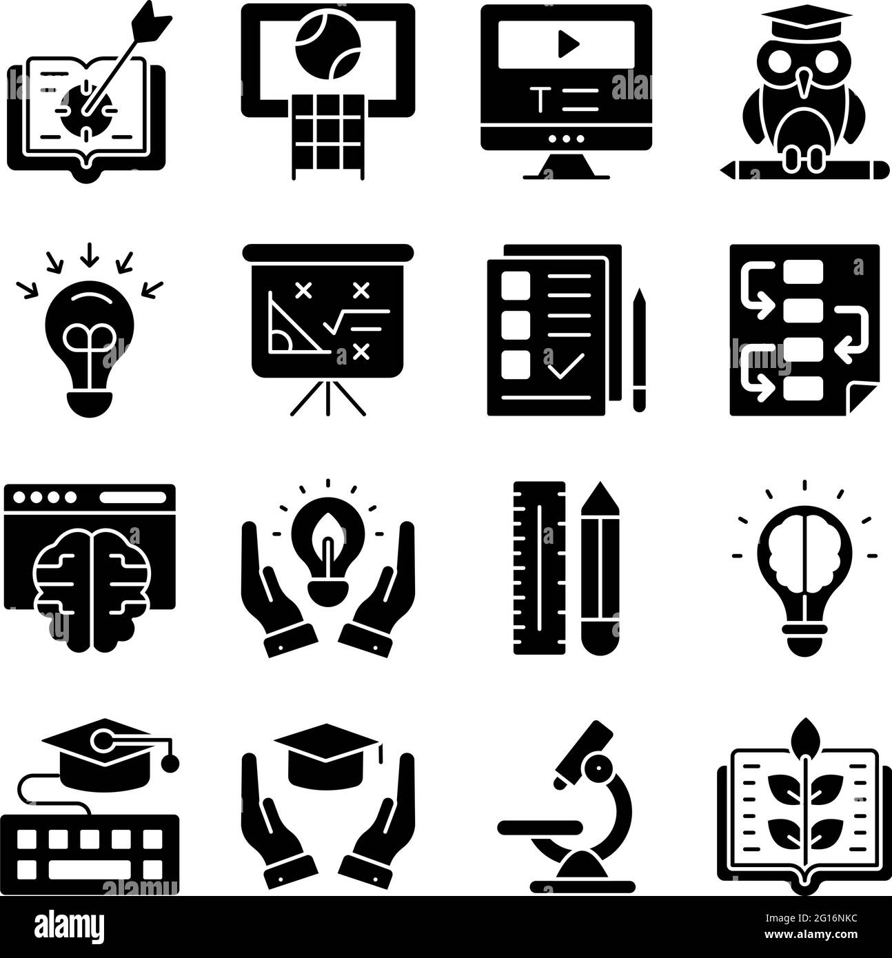 Pack d'icônes de glyphes pédagogiques Illustration de Vecteur